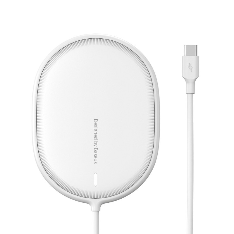 BASEUS WXQJ-02 Light Magnetic Bezdrátová magnetická (MagSafe) nabíječka s výkonem 15W, bílá