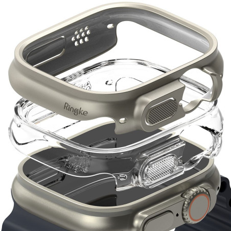 Ringke SLIM 2-PACK pro Apple Watch 49 mm - clear & titanium grey