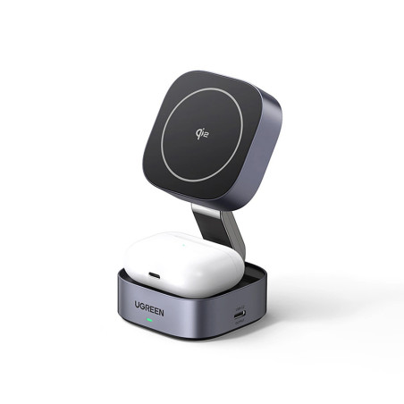 Nabíječka Ugreen W702 3v1 MagSafe/Qi2 + USB‑C – černá