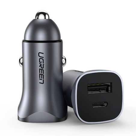 Nabíječka do auta UGREEN CD130 30W USB-A/USB-C - šedá