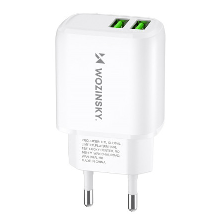 Nástěnná nabíječka Wozinsky CUWCW 2.4A 2x USB-A - bílá