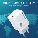 Nabíječka Wozinsky CGWCW 65W GaN 2×USB-C + USB-A - bílá