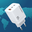 Nabíječka Wozinsky CGWCW 65W GaN 2×USB-C + USB-A - bílá