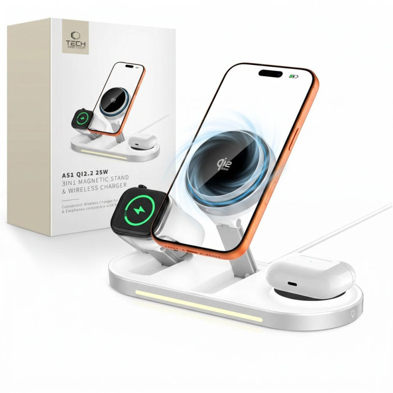 Nabíječka Tech-Protect A51 ARCTICBOOST 3IN1 MAGNETIC MAGSAFE WIRELESS CHARGER 25W QI2.2 pro MagSafe/iPhone - bílá