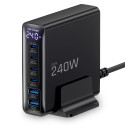 Tech-Protect DC240W-GAN 240W 6portová desktop nabíječka - černá