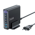 Tech-Protect DC240W-GAN 240W 6portová desktop nabíječka - černá