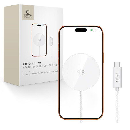 Nabíječka Tech-Protect A50 25W Qi2.2 MagSafe - bílá