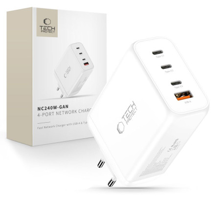 Nabíječka Tech-Protect NC240W-GAN 240W 4port PD/QC3.0 bílá