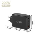 Nabíječka Tech-Protect NC200W-GAN 4port 200W černá