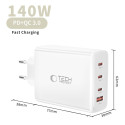 Tech-Protect NC140W-GAN 4port nabíječka PD 140W QC3.0 bílá