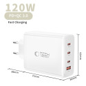 TECH-PROTECT NC120W-GAN 4portová nabíječka 120W PD/QC3.0 bílá