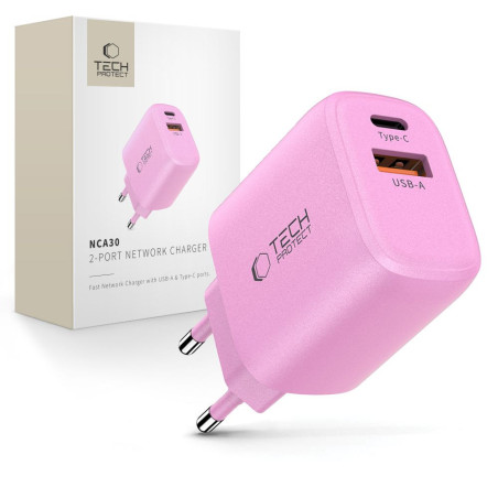 Nabíječka Tech-Protect NCA30 30W PD + QC3.0 baby pink