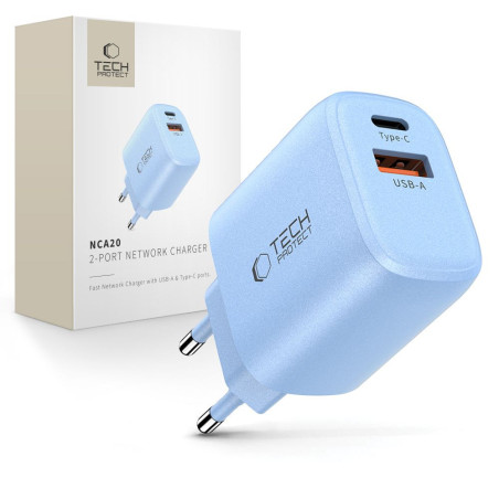 Tech-Protect NCA20 nabíječka 20W PD + QC3.0 baby blue