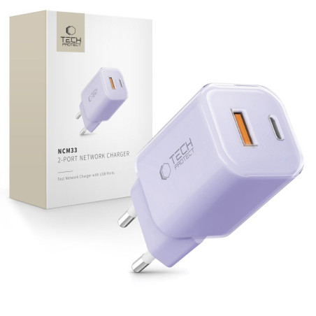 Tech-Protect NCM33 nabíječka 33W PD + QC3.0 - baby purple