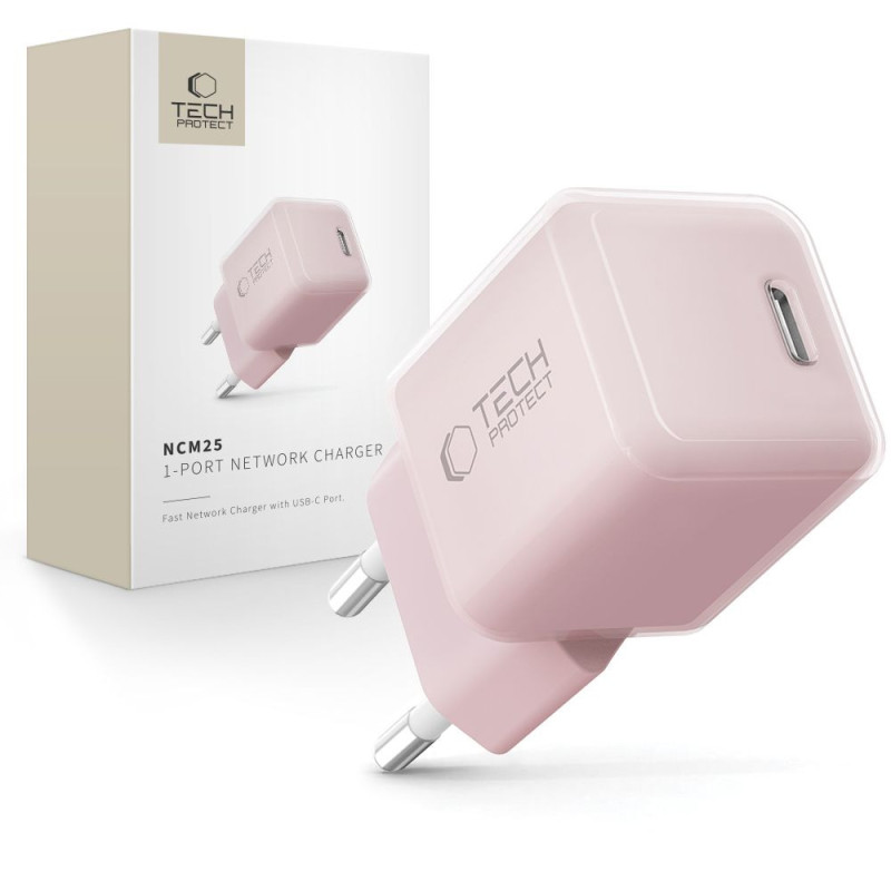 Nabíječka Tech-Protect NCM25 pro zařízení s USB-C PD - baby pink