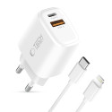 Nabíječka Tech-Protect NCA20 2port USB-C+USB-A 20W - bílá