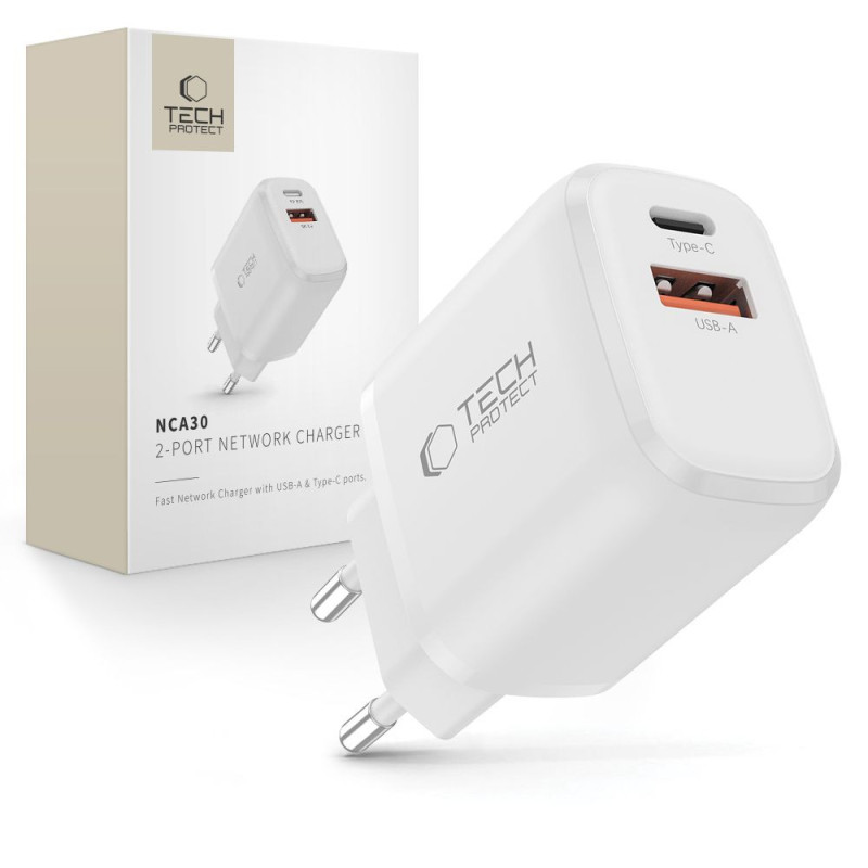 Nabíječka Tech-Protect NCA30 2-PORT pro 2 zařízení - bílá