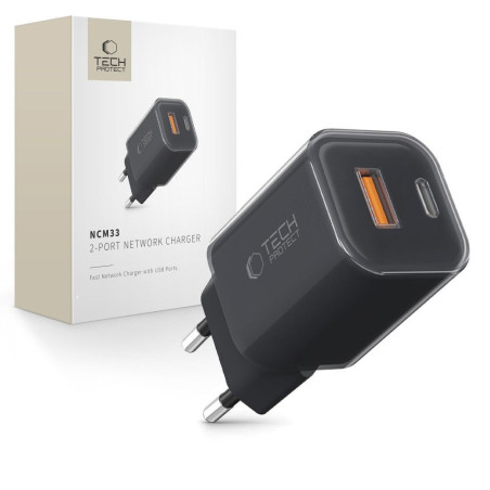 Nabíječka Tech-Protect NCM33 2x port PD 33W + QC3.0 30W