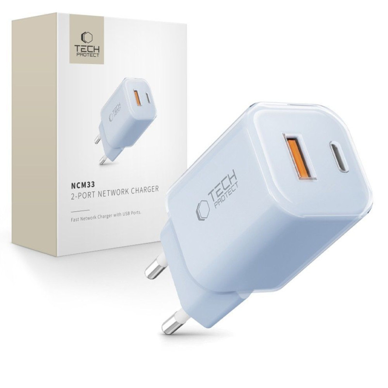 Nabíječka Tech-Protect NCM33 pro 2 zařízení - baby blue