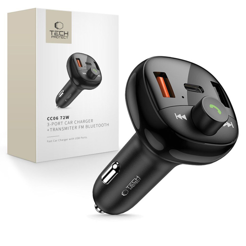 Nabíječka Tech-Protect CC06 pro auto - černá