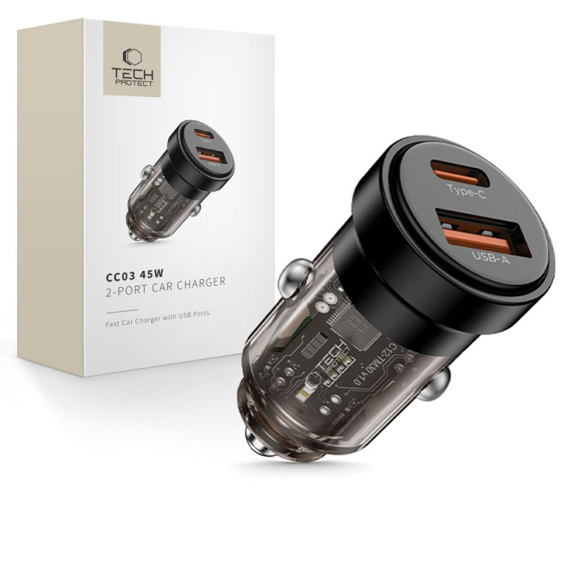Nabíječka Tech-Protect CC03 pro auto - černá