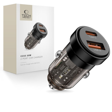 Tech-Protect CC03 nabíječka do auta PD 30W QC3.0 - black