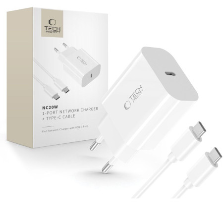Nabíječka Tech-Protect NC20W PD 20W USB-C - bílá