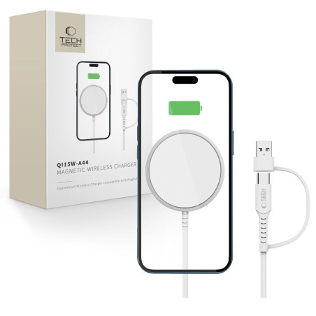 Tech-Protect QI15W-A44 MagSafe bezdrátová nabíječka 15W - bílá