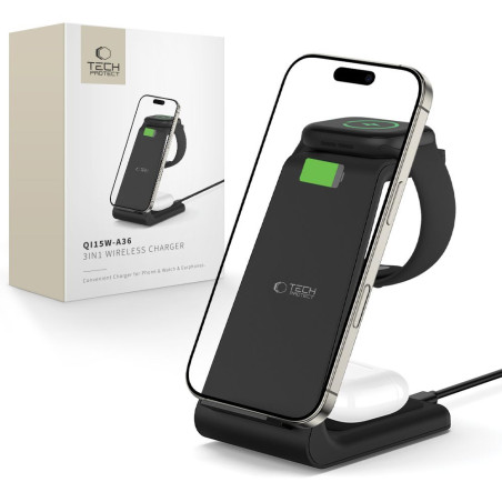 Nabíječka Tech-Protect QI15W-A36 3v1 černá