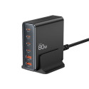 Nabíječka Tech-Protect DC80W-GAN 80W 6port - black