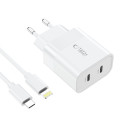 Nabíječka Tech-Protect C20W PD 20W + USB-C kabel bílá