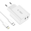 Nabíječka Tech-Protect C35W PD 35W + Lightning kabel - bílá