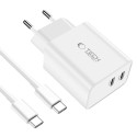 Nabíječka Tech-Protect C35W PD 35W + USB-C kabel bílá