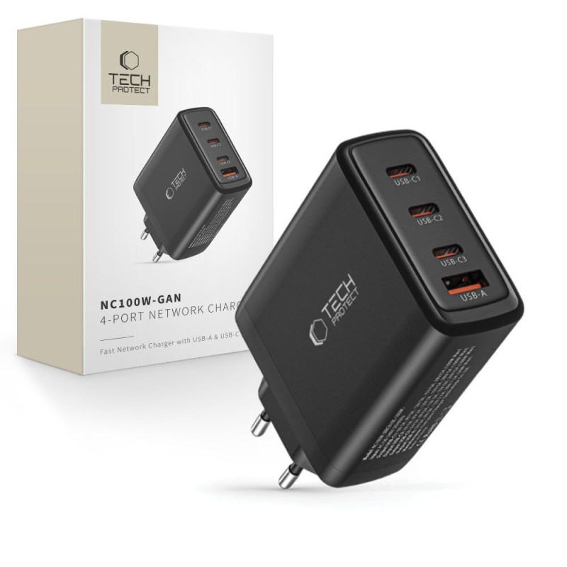 Nabíječka Tech-Protect NC100W-GAN pro zařízení - černá