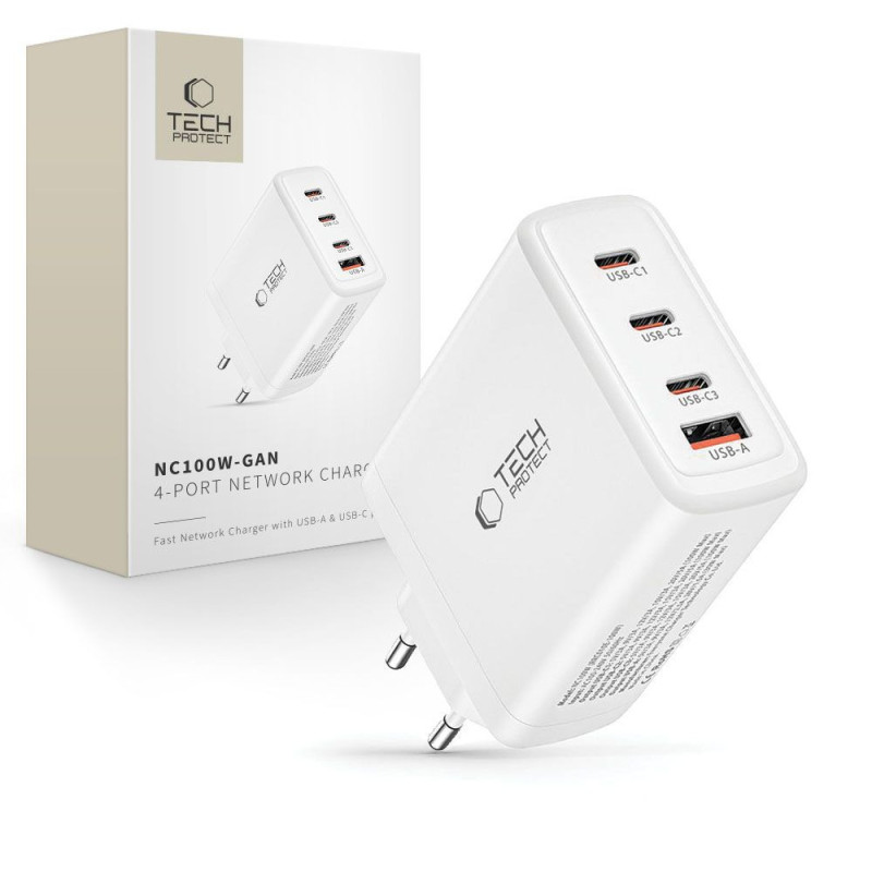 Nabíječka Tech-Protect NC100W-GAN pro zařízení - white