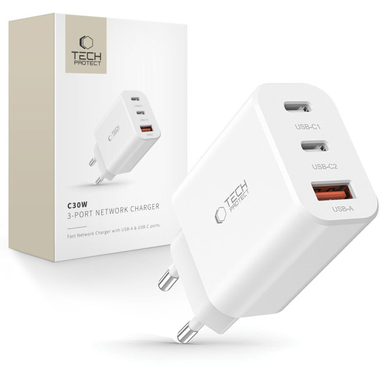 Nabíječka Tech-Protect NC30W pro zařízení - bílá