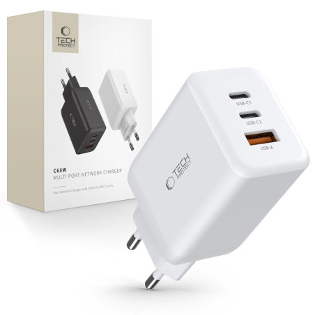 Nabíječka Tech-Protect C65W PD 65W + QC3.0 white