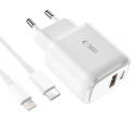 Tech-Protect C20W 2-port nabíječka + Lightning kabel - bílá