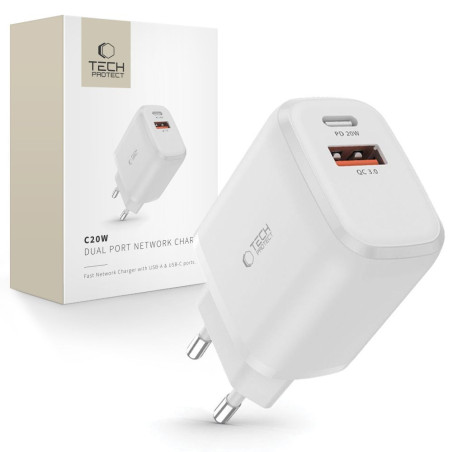 TECH-PROTECT C20W nabíječka PD 20W QC3.0 white