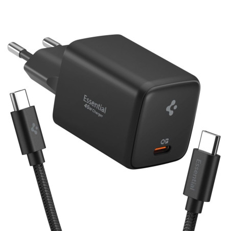 Spigen EE451EU ESSENTIAL 45W nabíječka + USB-C kabel - černá