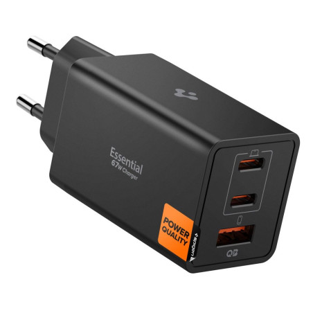Spigen EE673EU ESSENTIAL 67W 3-port nabíječka black