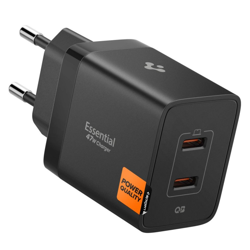 Nabíječka Spigen ESSENTIAL EE472EU pro 2 zařízení - černá