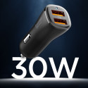 Nabíječka do auta Spigen ESSENTIAL EV302 30 W 2×USB-A - černá