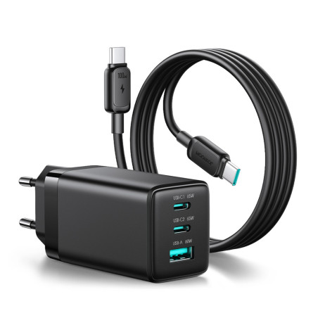 Nabíječka Joyroom JR-TG10 65W GaN (2×USB-C+USB-A) - black