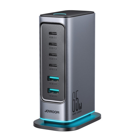 Joyroom JR-TCM02 GaN nabíječka 65W 6 portů - dark gray
