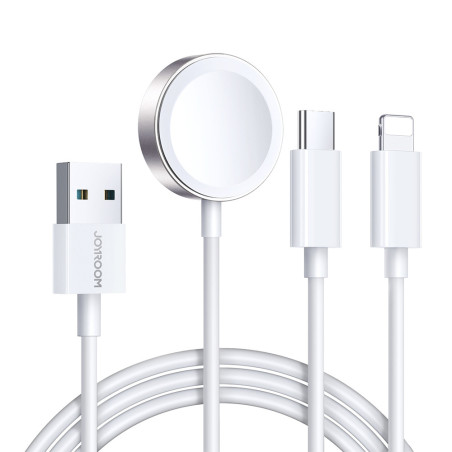 Nabíječka Joyroom S-IW008 3v1 pro Apple iWatch/iPhone/Android - bíl
