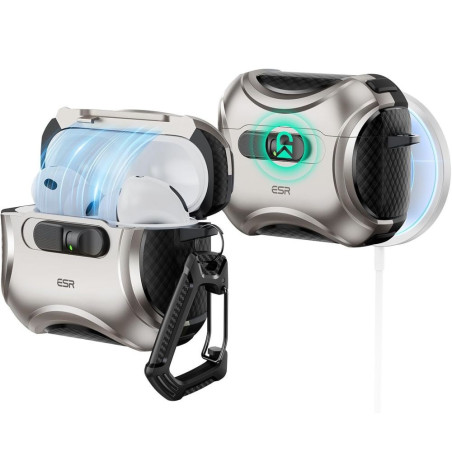 Pouzdro ESR CYBER FLICKLOCK pro AirPods Pro 3 - titanium