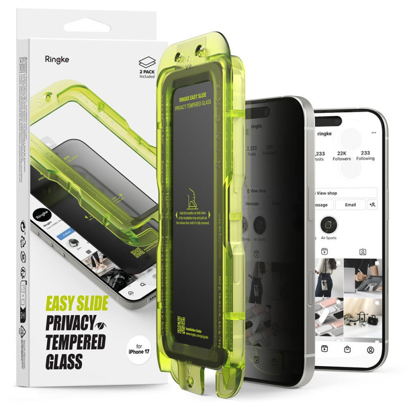 Ochranné sklo Ringke EASY SLIDE 2-PACK pro iPhone 17 - privacy