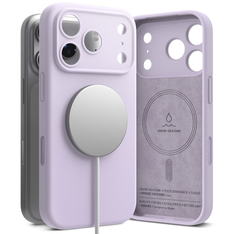 Kryt Ringke SILICONE MAGNETIC Magsafe pro iPhone 17 Pro - light purple