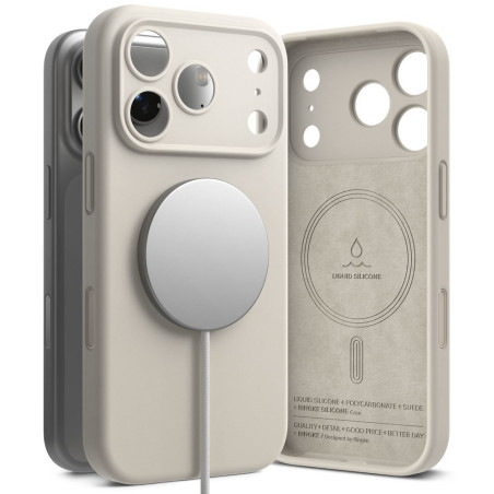 Kryt Ringke SILICONE MAGNETIC MAGSAFE pro iPhone 17 Pro - stone